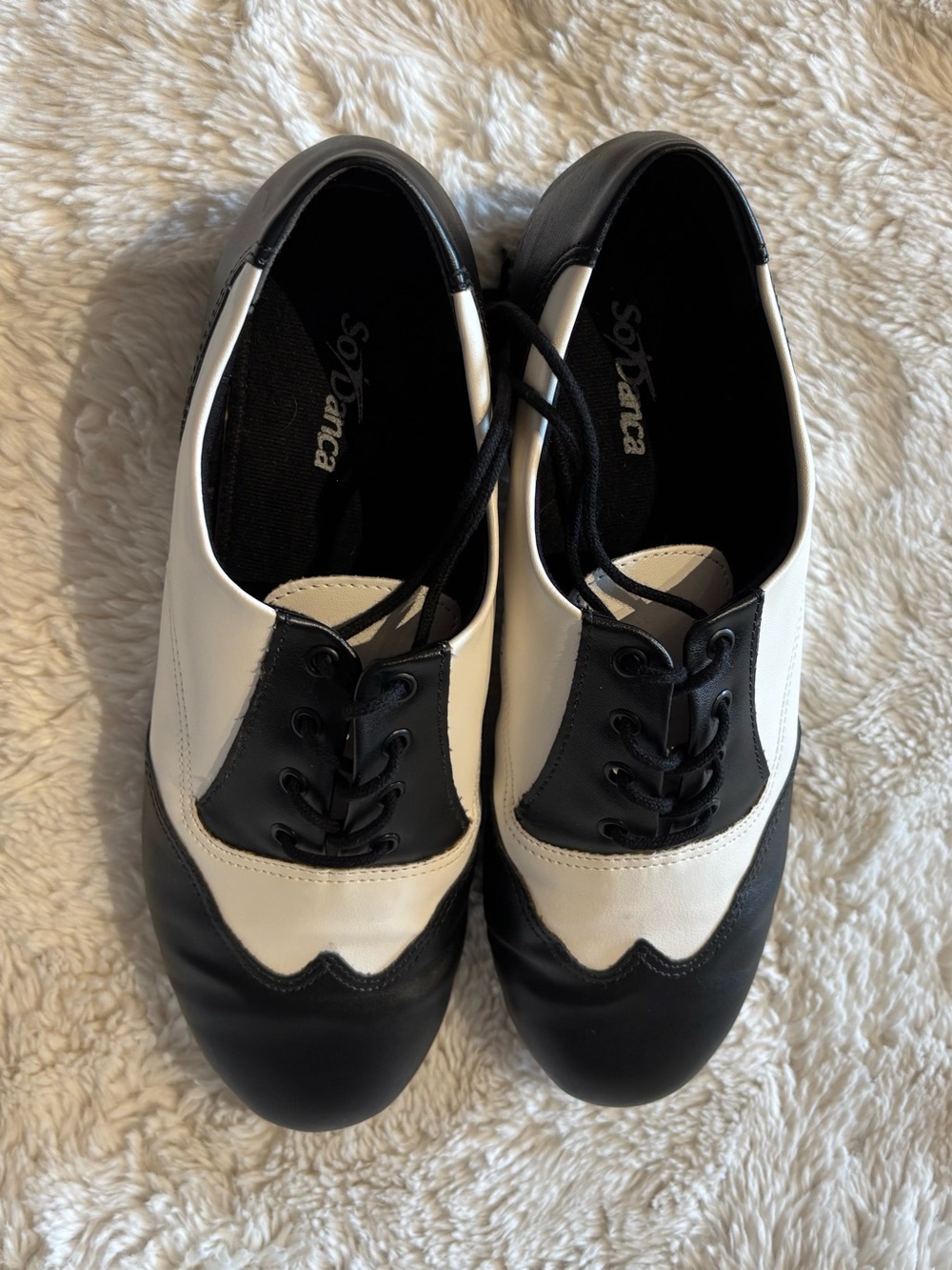 So Danca Two-Tone Black and White Saddle Loafers